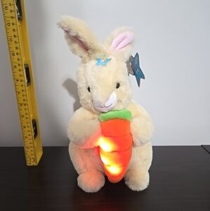 FAO Schwarz Glow Lights Up Toy 12” Plush LED w/Sound Tan BUNNY W CARROT NWT